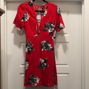 Volcom Red/ Black floral mini dress